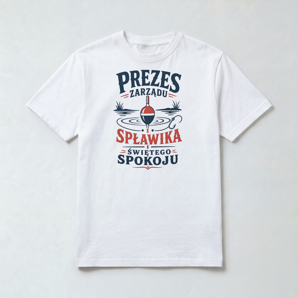Koszulka Męska Wędkarska "Prezes Zarządu Spławika i Świętego Spokoju"