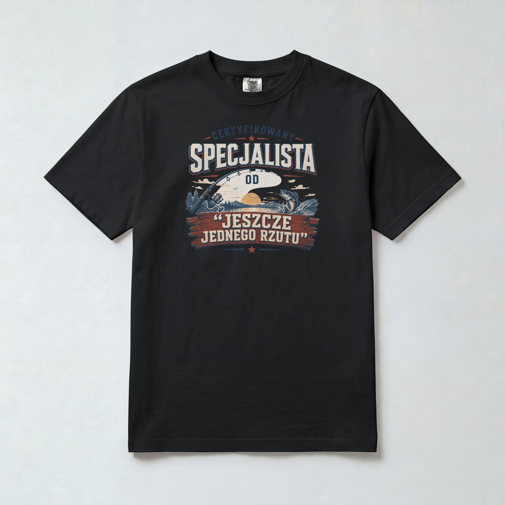 Koszulka Męska Wędkarska "Specjalista od Jeszcze Jednego Rzutu"