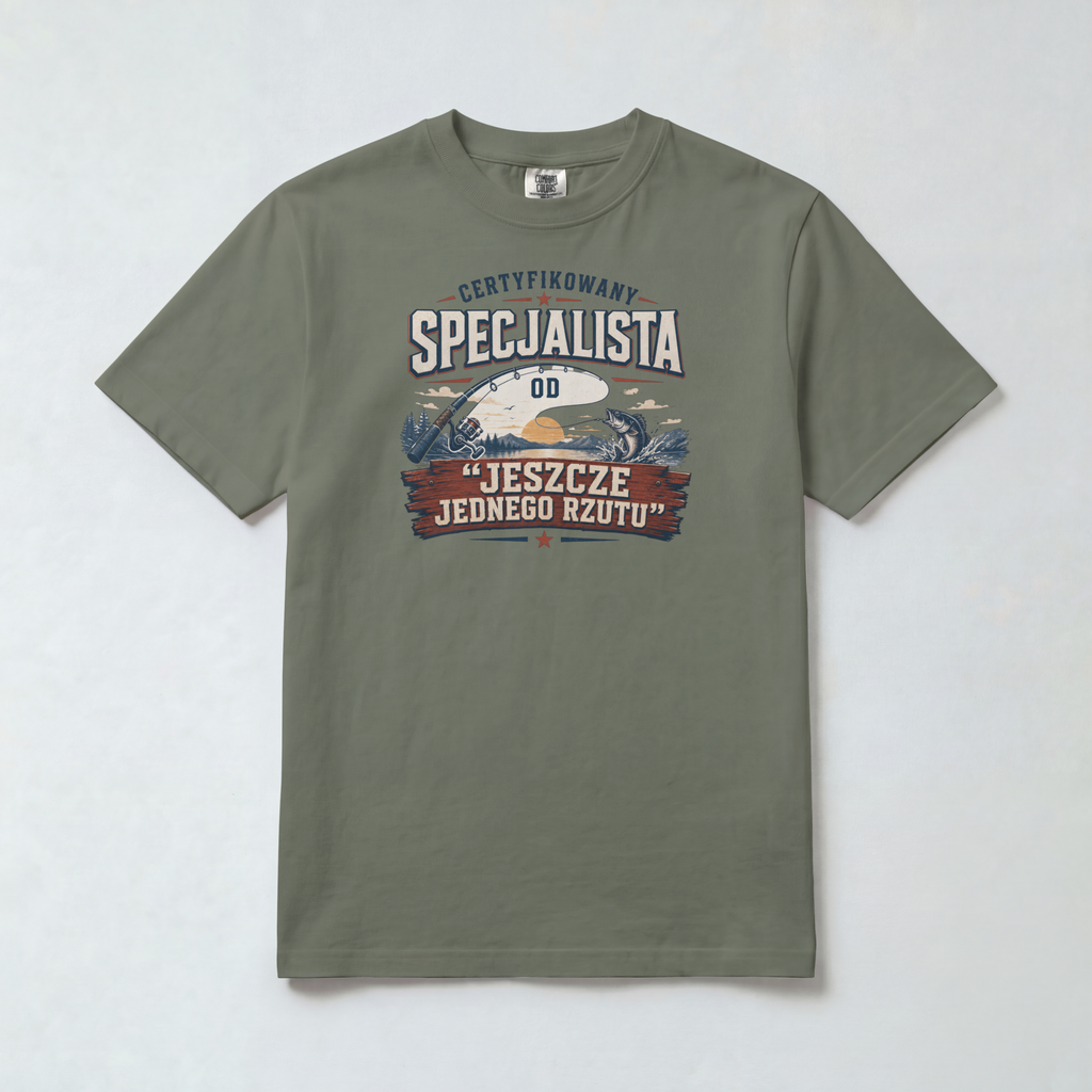 Koszulka Męska Wędkarska "Specjalista od Jeszcze Jednego Rzutu"