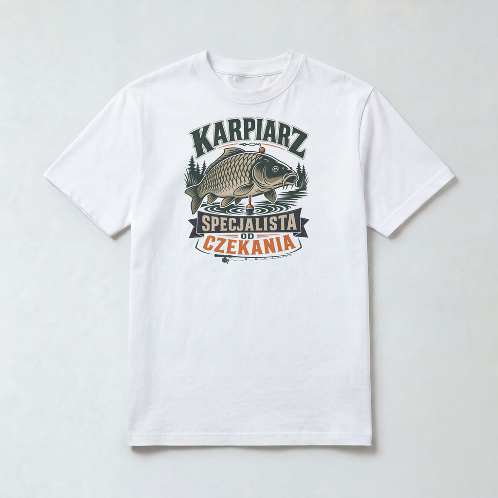 Koszulka Męska Wędkarska "Karpiarz Specjalista od czekania"
