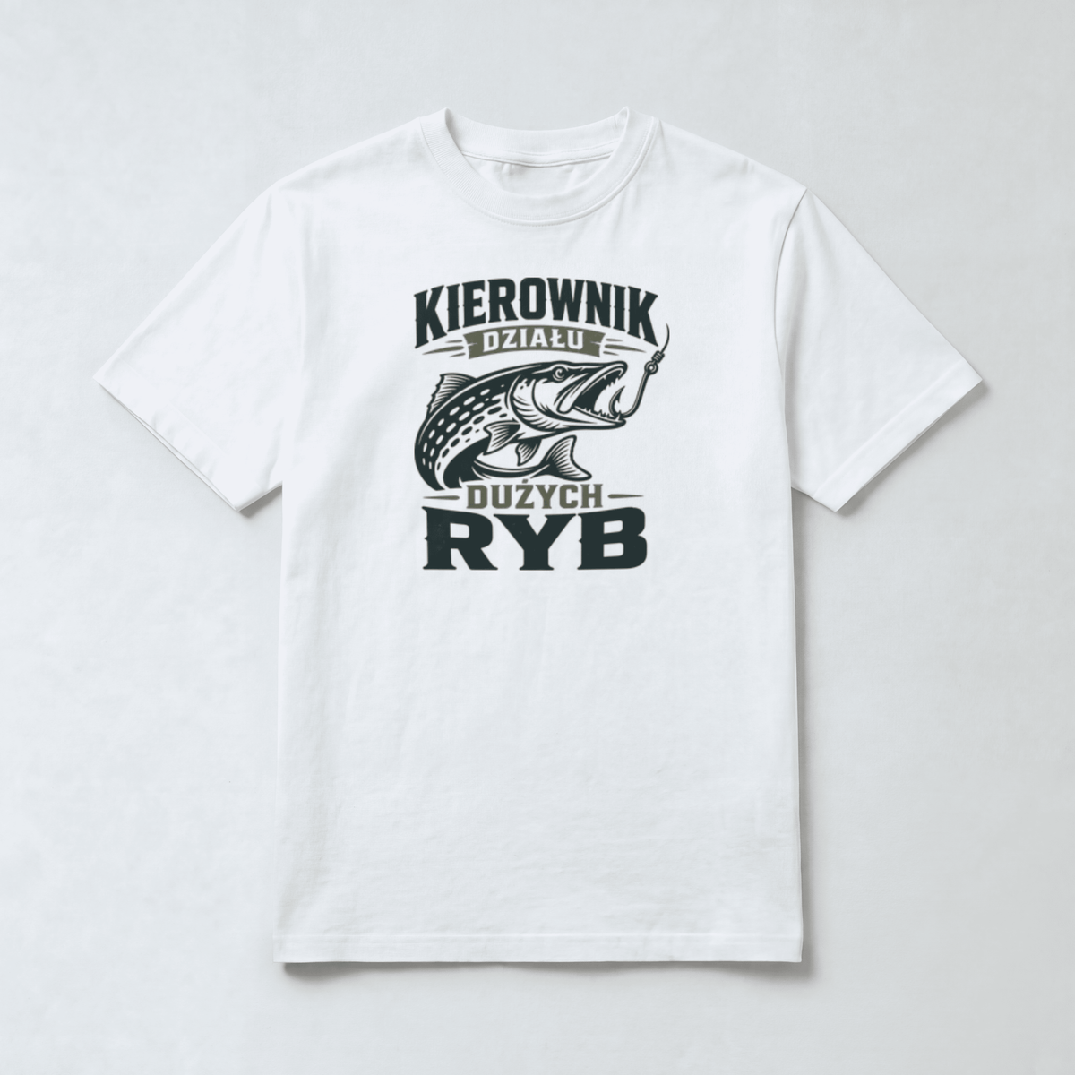 Koszulka Męska Wędkarska "Kierownik Działu Dużych Ryb"