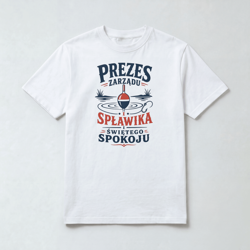 Koszulka Męska Wędkarska "Prezes Zarządu Spławika i Świętego Spokoju"