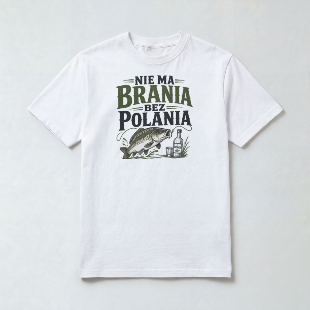 Koszulka Męska Wędkarska "Nie ma brania bez polania"