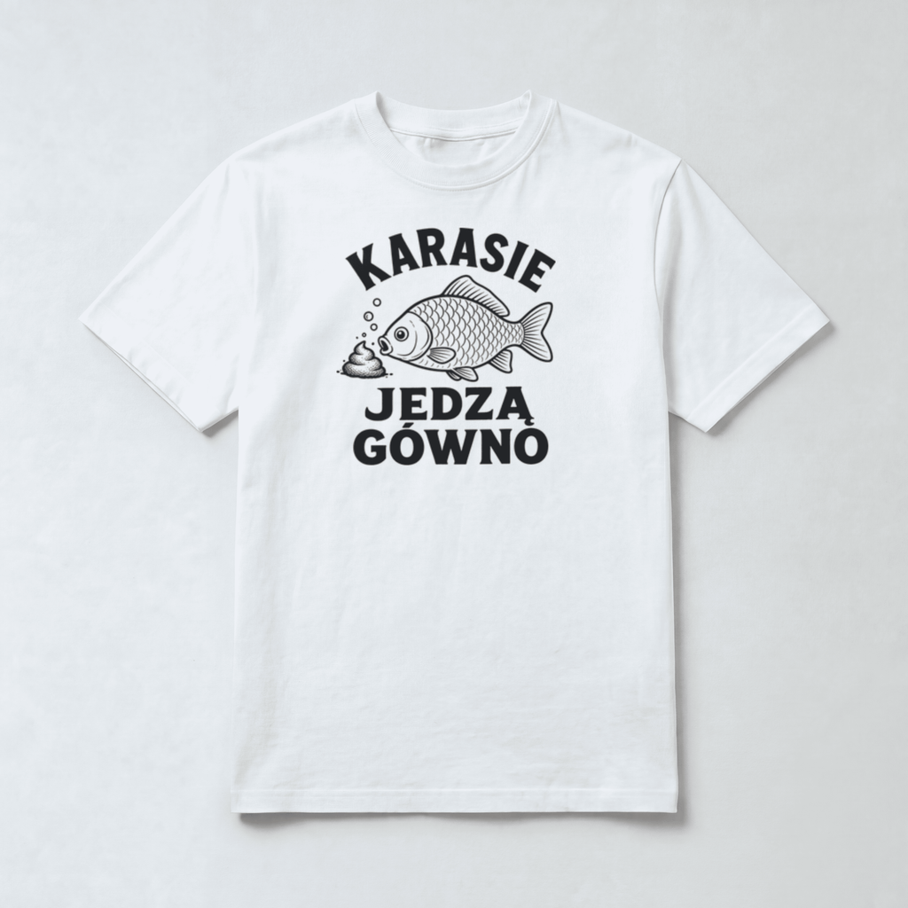 Koszulka Męska Wędkarska "Karasie jedzą g*wno"