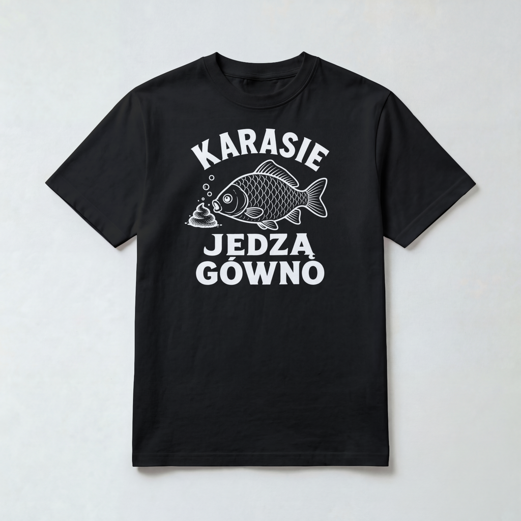 Koszulka Męska Wędkarska "Karasie jedzą g*wno"