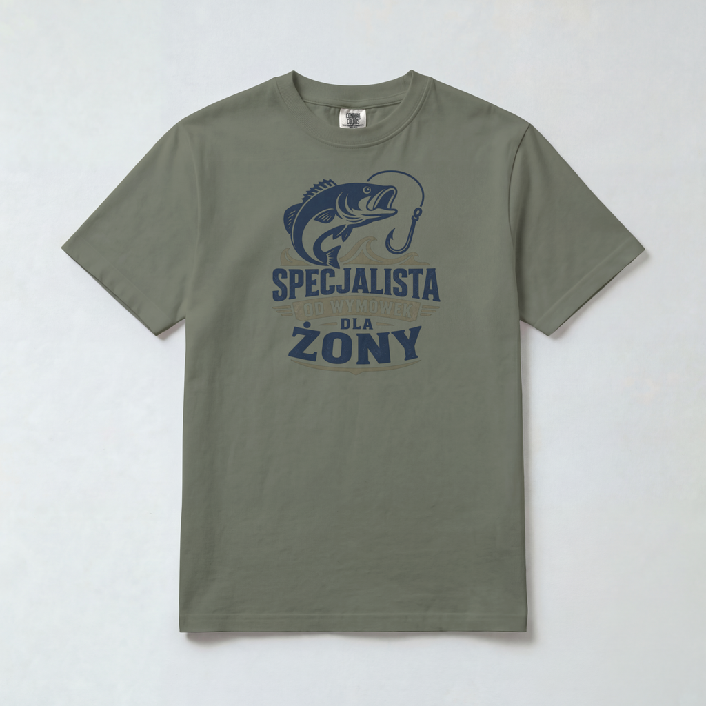 Koszulka Męska Wędkarska "Specjalista od Wymówek dla Żony"